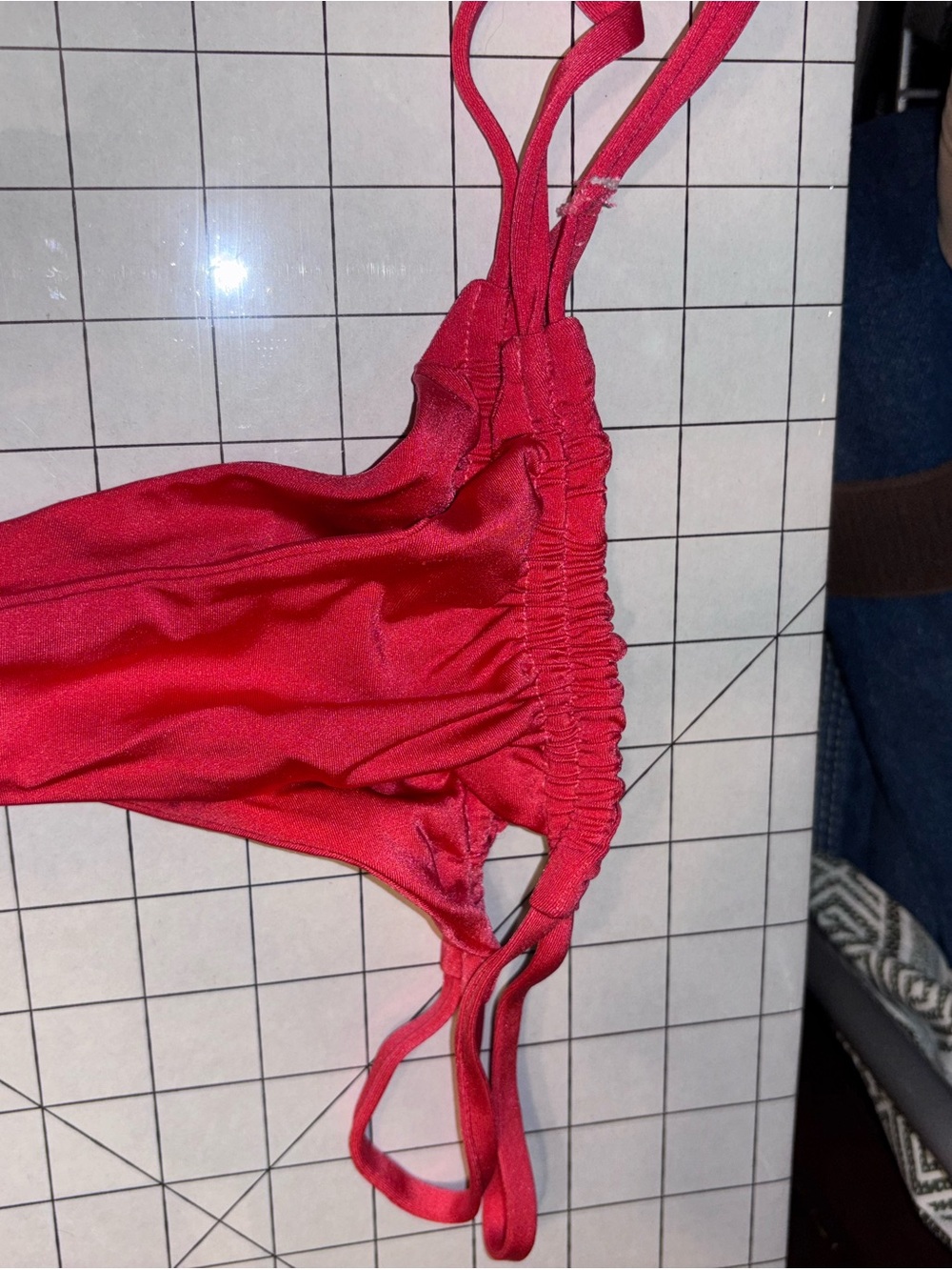 Red Satin Strappy Bikini Top